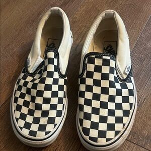 Vans Kids Black and White Checkered Slip-On Sneakers